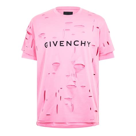 givenchy logo-embroidered cotton t-shirt|Givenchy distressed t shirt.